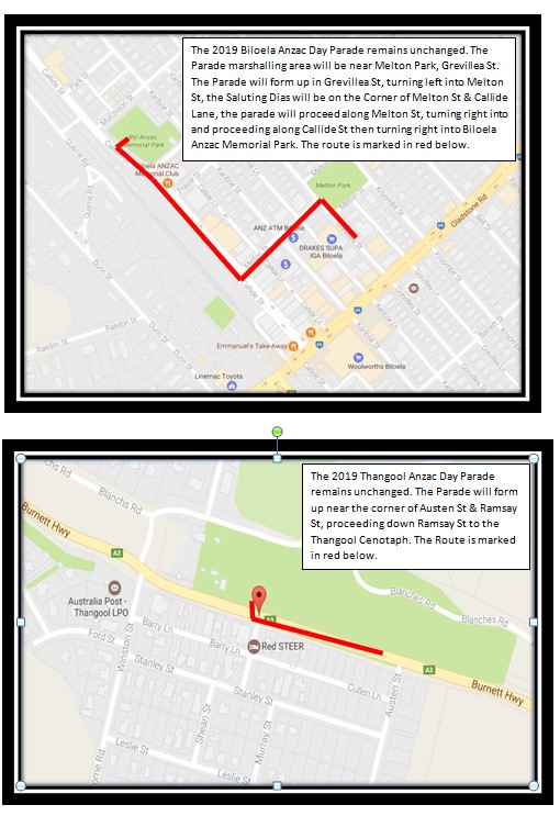 Biloela Anzac Day Routes