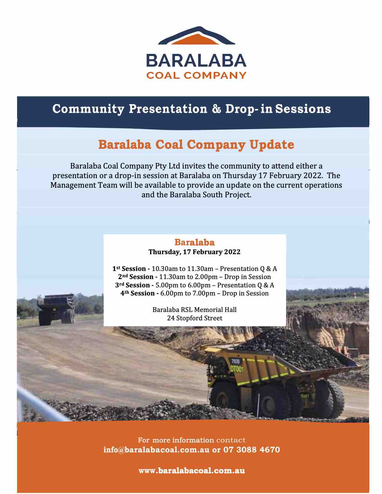 Community Presentation and Drop-in Sessions