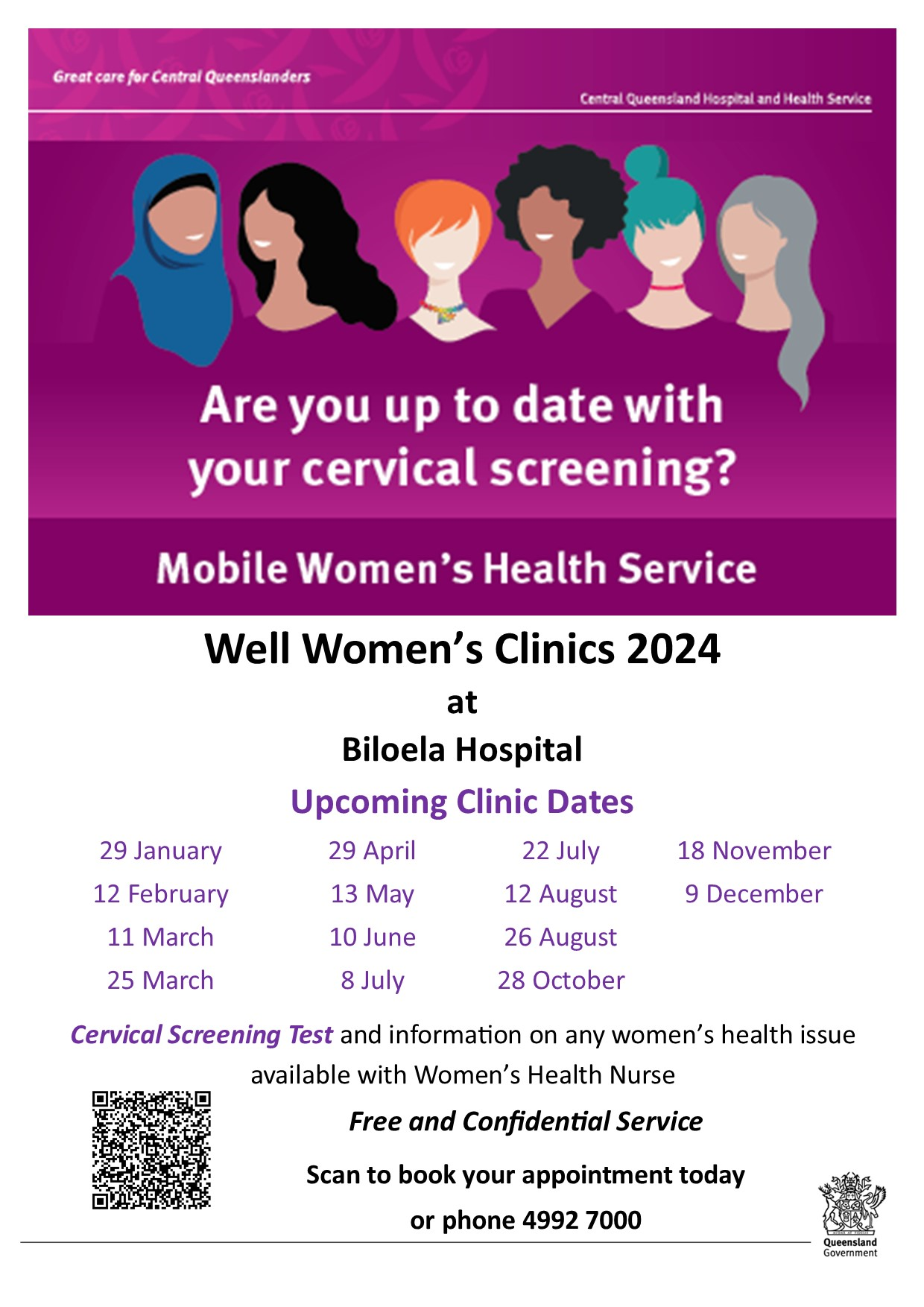 Mobile Women's Health Service - Well Women's Clinics 2024 - Biloela Hospital