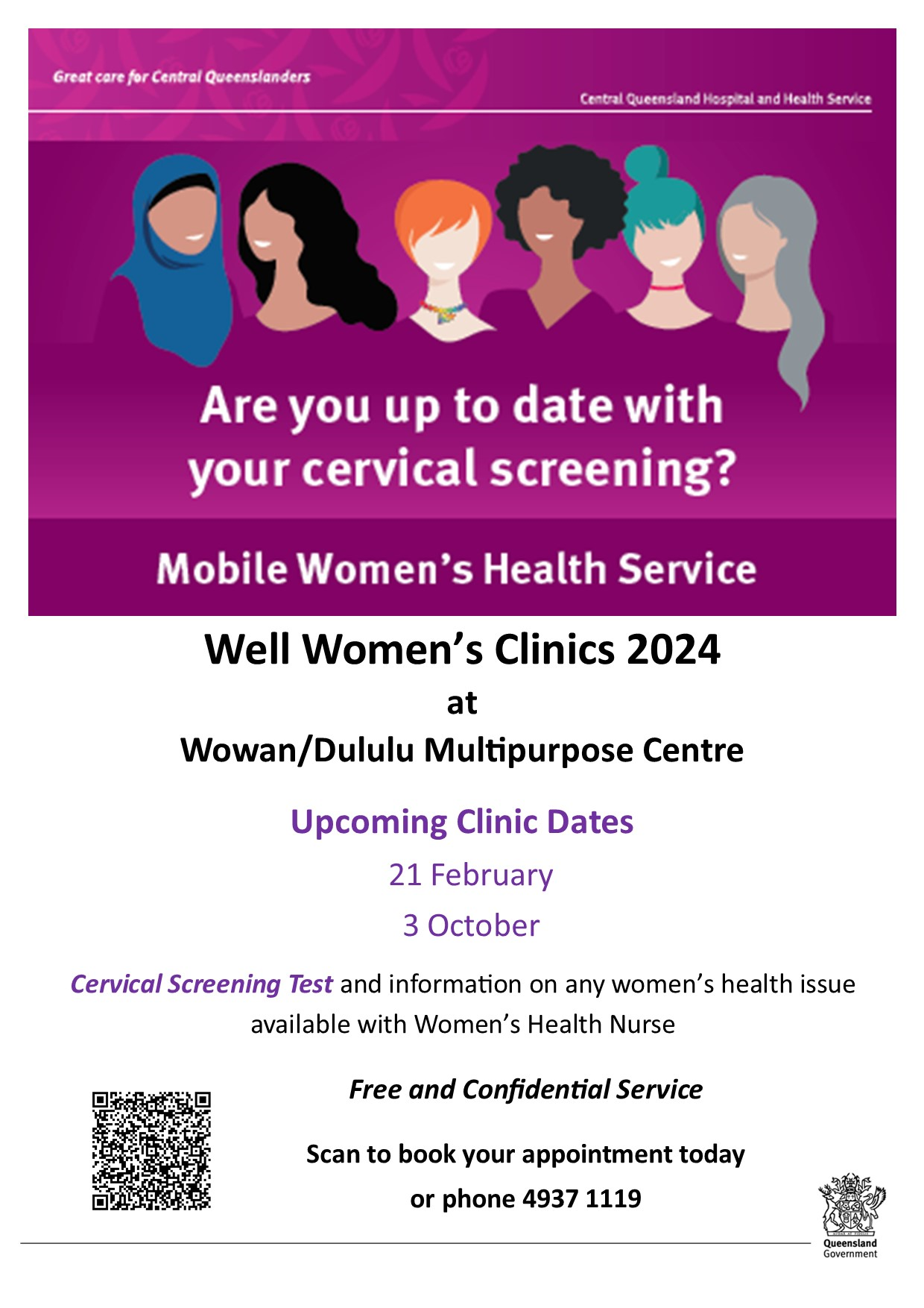 Mobile Women's Health Service - Well Women's Clinics 2024 - Wowan/Dululu Multipurpose Centre
