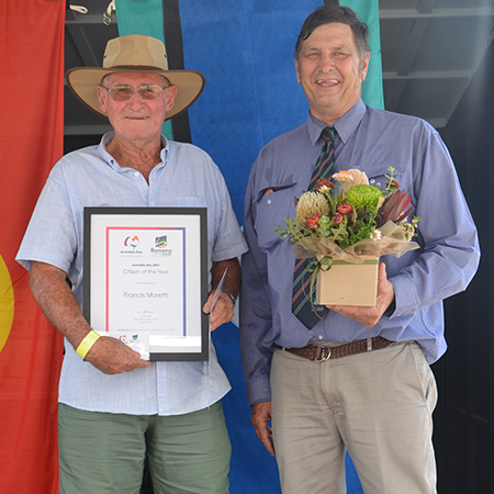 2021 Citizen of the Year Francis Moretti and Mayor Nev Ferrier