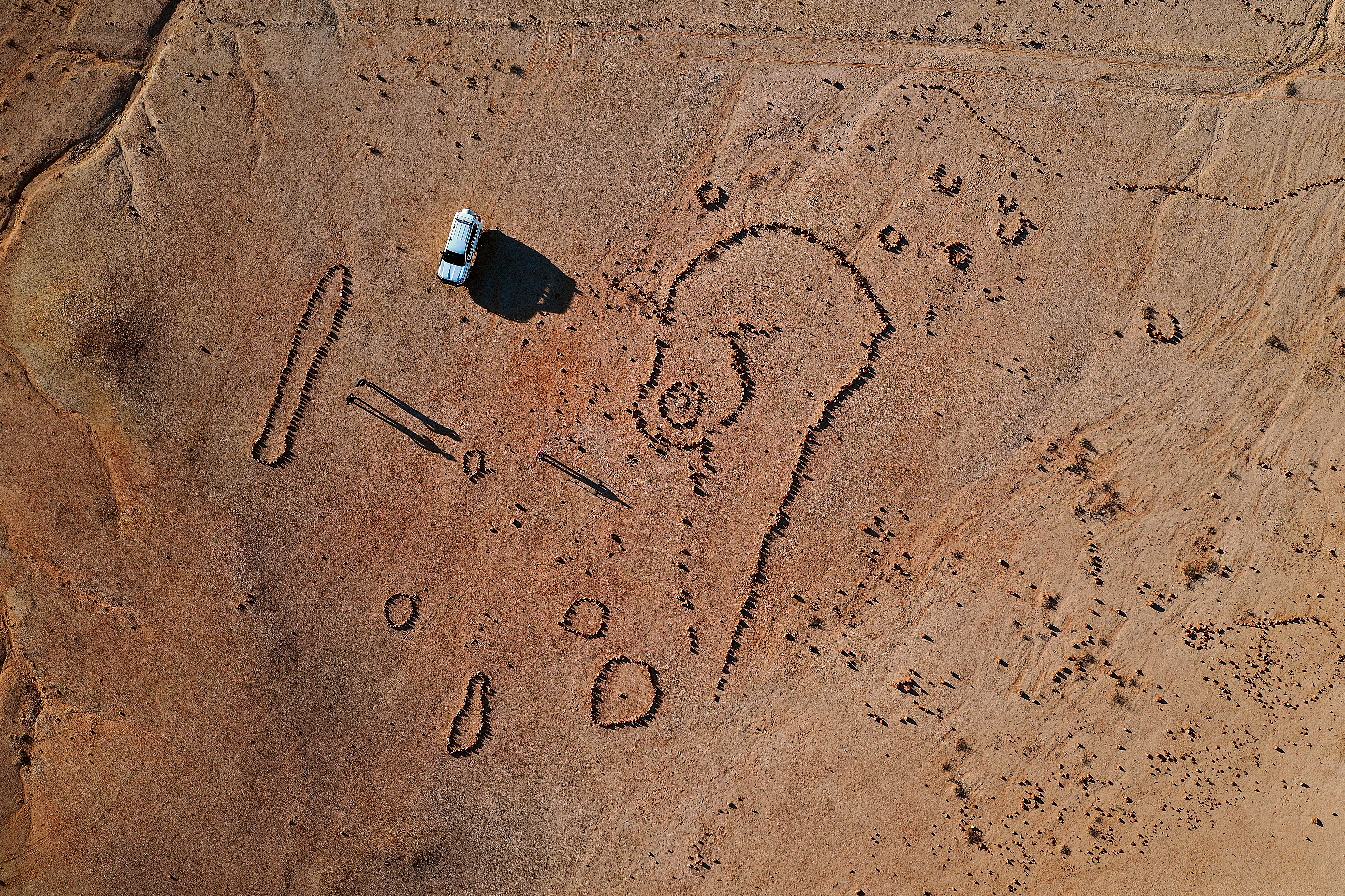 Mithaka stone arrangement far South West Queensland, 2021. Courtesy of Mithaka Aboriginal Corporation