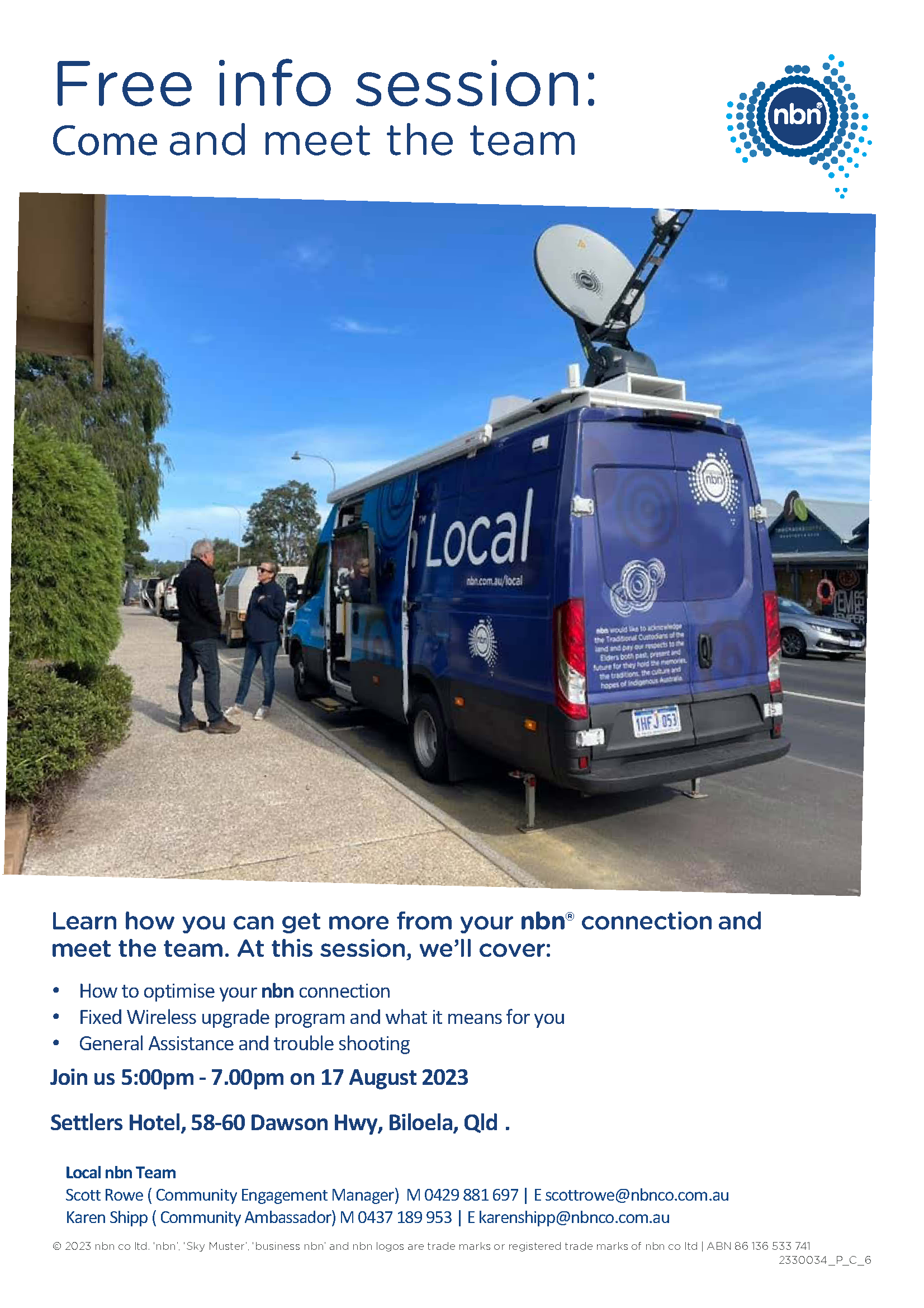 NBN Free Info Session Settlers Hotel Biloela 170823