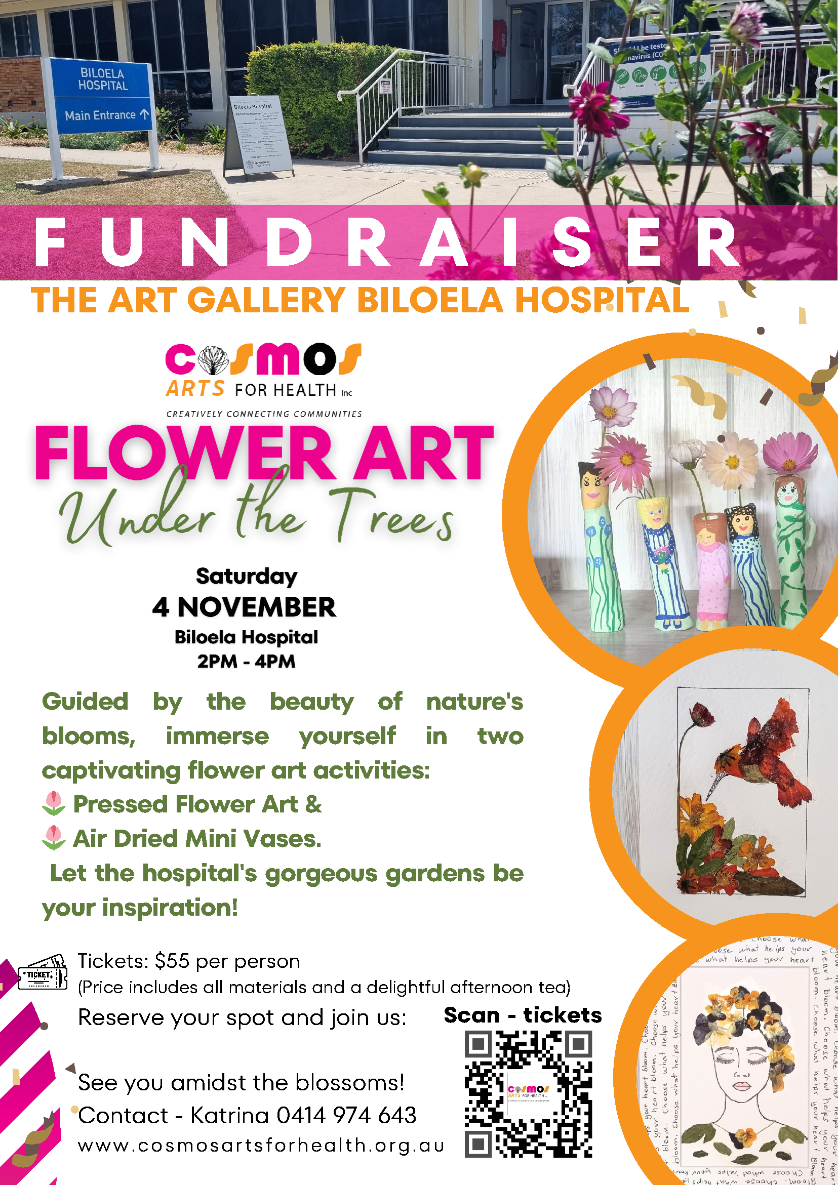 Flower Art Under the Trees Biloela Hospital 04112023