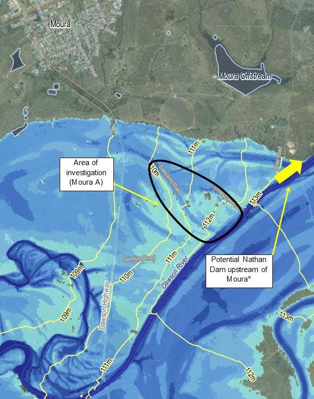 Proposed area of investigation and potential upstream mitigation option