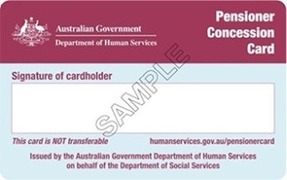 Queensland pensioner concession card front