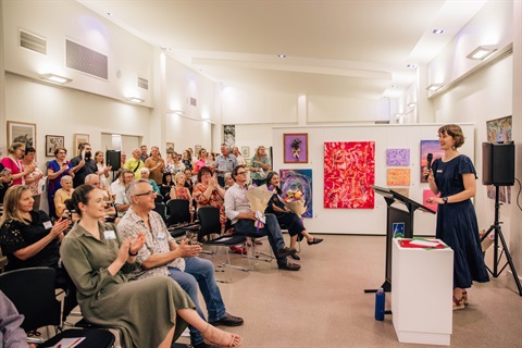 Brigalow 25-4737-Bridie Weaver addressing guests at the art show..jpg
